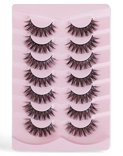 Onlyall Natural Lashes Wispy Lashes Natural Look False Eyelashes Natural Flared Eyelashes False Eye Lashes Soft Fluffy Lashes 7 Pairs Curl-02
