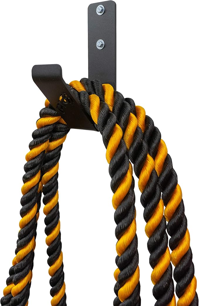 PRx Performance Exercise Rope Storage Hook, USA MADE Wall Mounted Battle Rope Holder, Home or Commercial Gym Accessory, Heavy Duty Steel, Black Powder Coated
