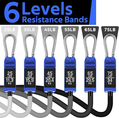 WALITO Resistance Bands Set - Exercise Bands with Handles, Door Anchor, Legs Ankle Straps, for Heavy Resistance Training, Physical Therapy, Muscle Training, Yoga, Home Workouts