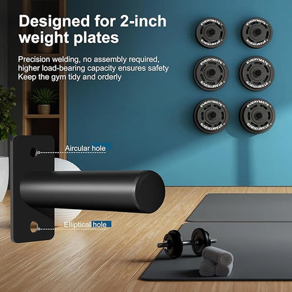 Weight Plate Holder, Wall Mounted Weight Storage Rack for Olympic Weight Plate,Home Gym Organizer（Upgrade Length and Thick Steel）