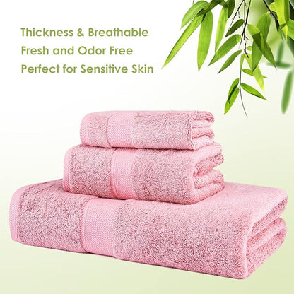 3PC Bathroom Towels Set for Face and Body, Sensitive Skin Pink Luxury Towels Set for Adult Students Kids Baby, Super Soft Highly Absorbent Towels Set for Bathroom 3 PC