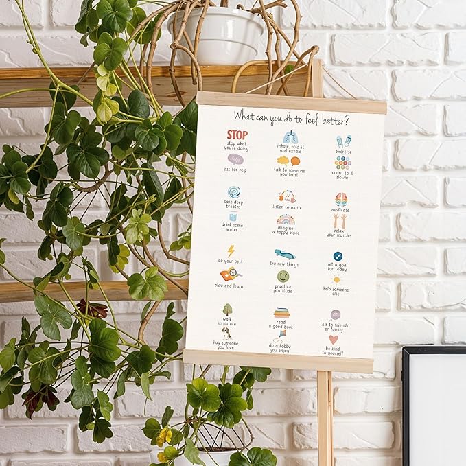 DNEULYR School Counselor Office Must Haves Poster Hanger Frame, Mental Health Wall Decor, Mental Health Wall Art Banner for Classroom School Counselor Therapy Office Decor, 12.5x17 Inch