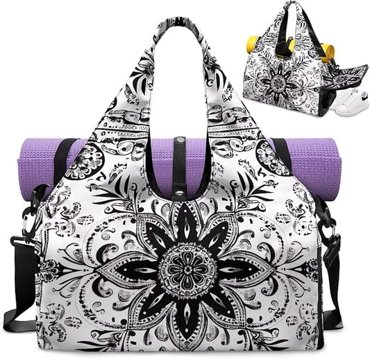 Yoga Mat Bag for Women Men Large Carryall Tote with Adjustable Shoulder Strap for Gym Yoga Travel Pilates Office