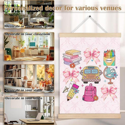 Coquette Pink Bow Back to School Canvas Wall Art Poster, Coquette Preppy Room Decor, Trendy Preppy Aesthetic Wall Decor Prints for Girls Bedroom Classroom Playroom, 12x16 Inches