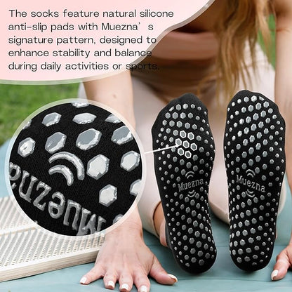 Muezna 6 Pairs Pilates Grip Socks for Women, Non Slip Yoga Socks with Grips, Grippy Socks for Barre, and Hospital