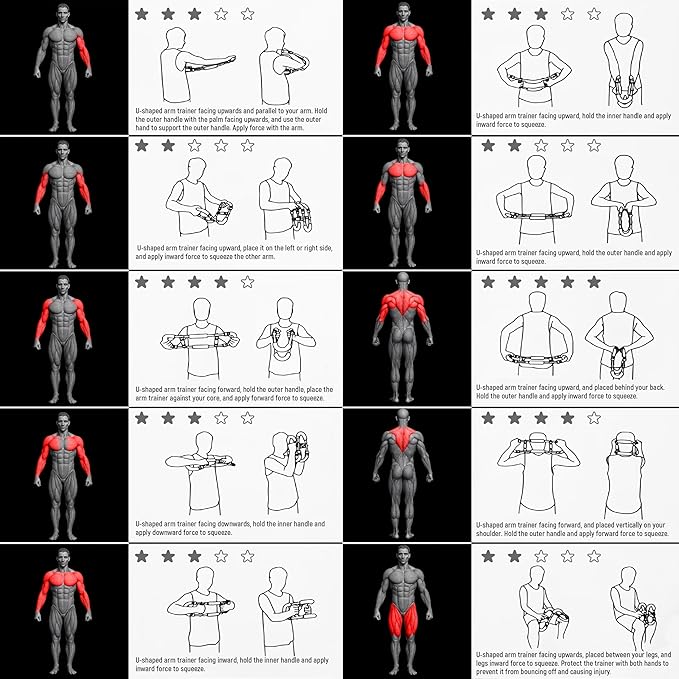 Twister Arm Trainer, 50-80 lb Adjustable Chest Workout Equipment, Shoulder Arm and Chest Muscle Trainer, Portable Detachable Upper Body