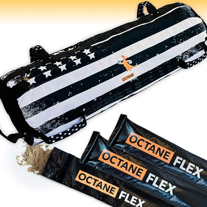 Adjustable Sandbags for Fitness 75lb - Home Workout Sandbag Set with 3 x Filler Bags and Exercise Poster - Training Weighted Sand Bag Equipment with Handles for Gym & Crossfit USA (75)