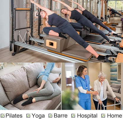 Pilates Socks for Women, Cushioned Ankle Grippy Non Slip Socks for Yoga, Hospital, Barre, Sports Home Slipper 2/4 Pairs