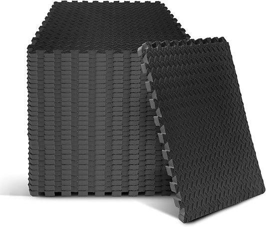Yes4All 24SQFT-120SQFT Puzzle Exercise Mat for Home Gym, EVA Interlocking Foam Floor Tiles with Border for Workout Equipment