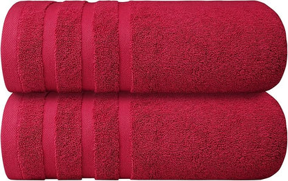 Infinitee Xclusives 100% Cotton Luxury Bath Towels Set of 2 (27x54 Inches) (Burgundy, Bath Towels - Pack 2)