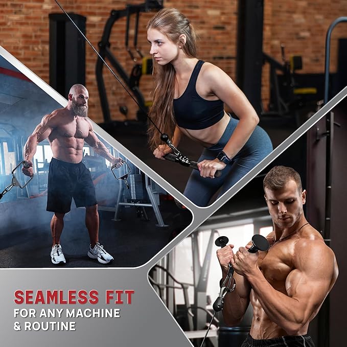 Yes4All Tricep Press Down Cable Machine Attachment Set, LAT Pulldown Attachment, Cable Machine Accessories for Home Gym