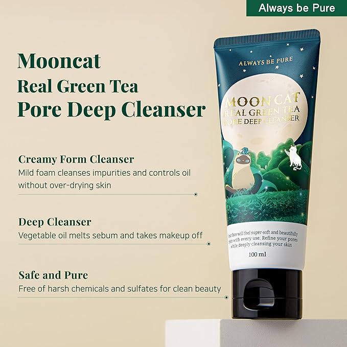 Real Green Tea Pore Deep Cleanser 100ml (3.38oz) - Soothing Clay Pack to Foam Face Wash -Blackhead Remover, Deep Pore Purifying Cleanser for Dry Skin, Gentle Korean Skincare