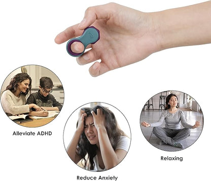Yogi Fidget Toy – Silent Sensory Spinner for Adults & Kids – Stress Relief Fidgets for ADHD, Anxiety – Fidget Toys for Adults – Includes 5 Finger-Fit Rings – Work, School & Travel – Aurora