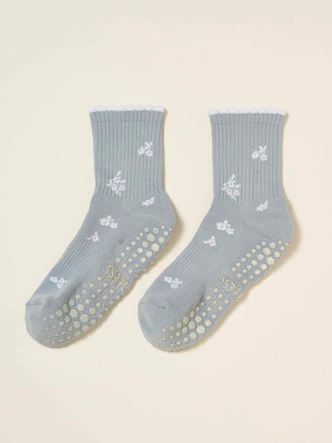 Crew Half Calf Grip Socks, Cutest Fruits Pilates Socks, Ruffle socks, Non-Slip, Barre Yoga Fitness