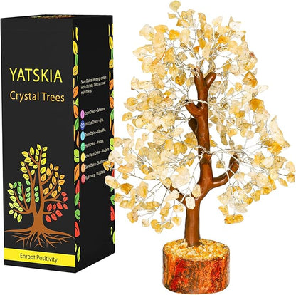 Citrine Crystal Stone - Crystals Tree, Gem Tree, Bonsai Trees, Tree for Home, Crystal Tree of Life, Meditation Accessories, Fake Bonsai, Crystal Tree for Positive Energy, Arbol De La Abundancia