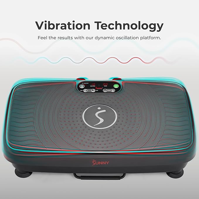 Sunny Health & Fitness Fitboard Vibration Platform Exercise Machine with Multiple Speed Settings and Vibration Modes for Multipurpose Workouts