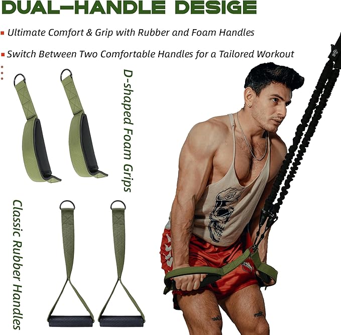 Home Gym Equipment Resistance Bands, Dual-Handle Design, Door Anchor, Door Workout Equipment for Triceps, LAT, Arms, Back, Abs, Shoulder