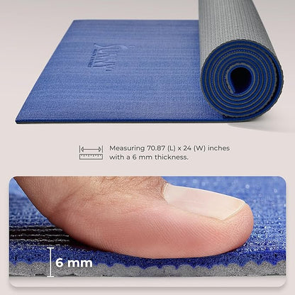 Sunny Health & Fitness Non-Slip Yoga Mat – Durable, Anti-Tear, Lightweight, Cushioned Support for Yoga, Pilates, Stretching Exercises, Meditation and Floor Workouts | Multiple Sizes & Colors