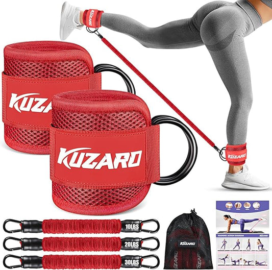 Ankle Resistance Bands with Cuffs, Ankle Weights Bands for Working Out, Women Leg and Glutes Workout Equipment, Exercise Bands for Kickbacks, Butt and Booty Trainer, Home Gym Fitness Equipment