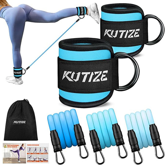 Ankle Resistance Bands with Cuffs for Women & Men - 3-Level Adjustable Leg & Glute Workout Equipment, Portable Home Gym Exercise Bands for Kickbacks, Hip Thrusts, Yoga, Strength Training