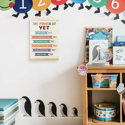 TLESKE Mental Health the Power of Yet Poster Hanger Frame, Growth Mindset Hanging Wall Art Decor for Classroom Therapist Therapy Counseling Office Playroom Playroom, Inspirational Prints Picture 12x16