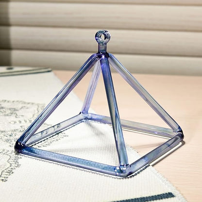 TOPFUND 10" Indigo Crystal Singing Pyramid Sound Therapy Instrument with Carrying Case and Quartz Suede Mallet