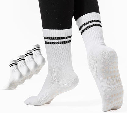 CoolMate Pilates Socks with Grips for Women, Yoga Socks, Crew Non Slip Women for Workout, Barre, Pilates Gifts