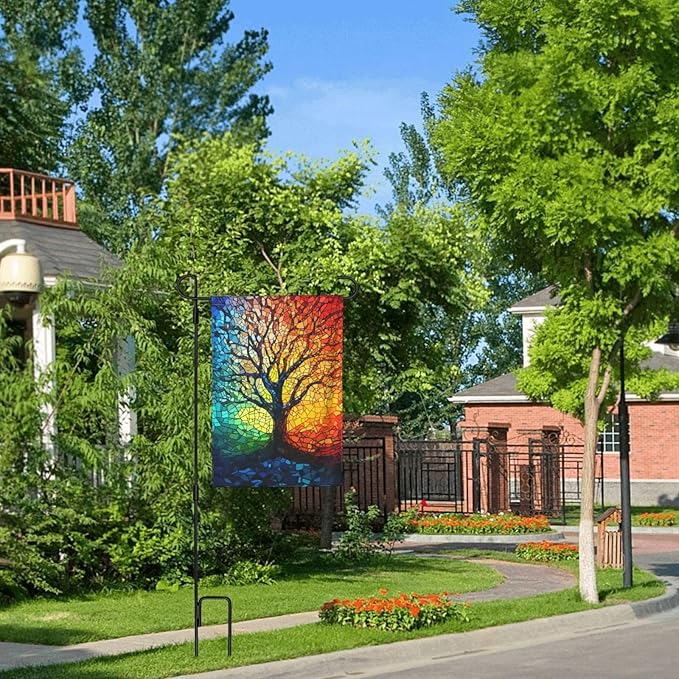 Mosaic Tree Garden Flag 12x18 In Double Sided Yard Flags Lawn Sign Decor No Flagstand