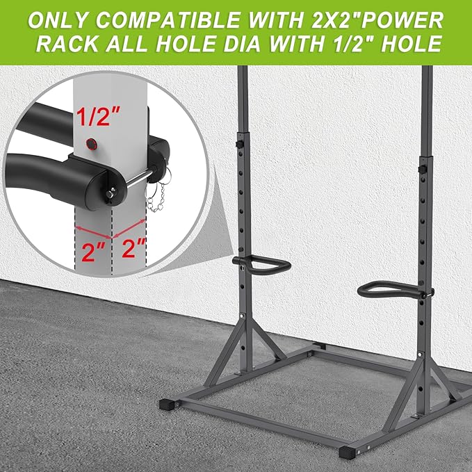 SELEWARE Solid Dip Bar Attachment for 2" x 2" or 3" x 3" with 1", 1/2" or 5/8" Hole Power Cage Squat Rack, Set of 2 Dip Bar Muti-Grip Handles for Strength Training, Double Welding Design