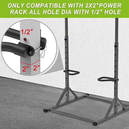 SELEWARE Solid Dip Bar Attachment for 2" x 2" or 3" x 3" with 1", 1/2" or 5/8" Hole Power Cage Squat Rack, Set of 2 Dip Bar Muti-Grip Handles for Strength Training, Double Welding Design