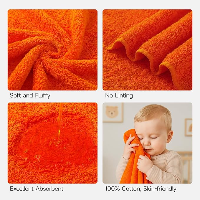 REDKISS Luxury Bath Towel Set of 4, 100% Cotton 900 GSM Premium Bathroom Towels, Ultra Soft, Highly Absorbent & Quick Dry Bath Sheets, No Shedding, Hotel & Home Spa Towel Sets for Adults - Orange