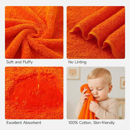 REDKISS Luxury Bath Towel Set of 4, 100% Cotton 900 GSM Premium Bathroom Towels, Ultra Soft, Highly Absorbent & Quick Dry Bath Sheets, No Shedding, Hotel & Home Spa Towel Sets for Adults - Orange