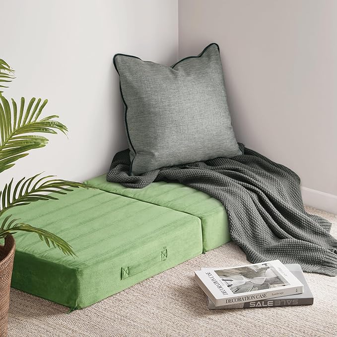 Codi Thick Replacement Couch Cushions 2 Sets, Upholstery Foam with Washable Covers for Sofa Cushion Chair Meditation - 24 × 24 × 5 Inch, High Density Foam, Green