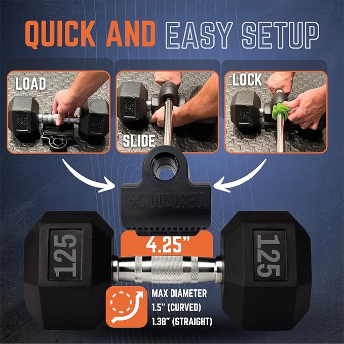 Dumbbell Barbell Converter - Dumbbell Converter Home Gym Equipment, for 1" Standard Bars, Up to 250lb Capacity Barbell Adapters- Versatile Weight Lifting Set, Suitable for Men and Women