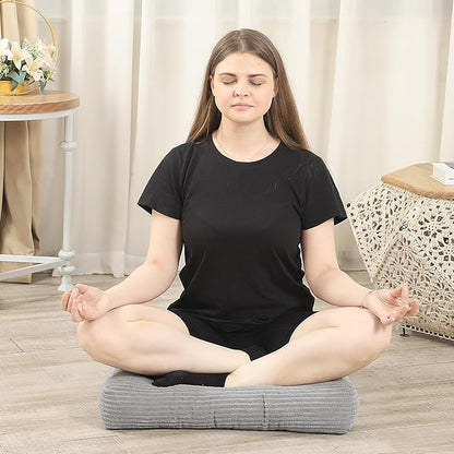 22 inches Meditation Pillow, Square Large Floor Cushions for Adults, Thick Corduroy Floor Pillows for Sitting, Yoga, Living Room, Sofa, Tatami, LightGrey