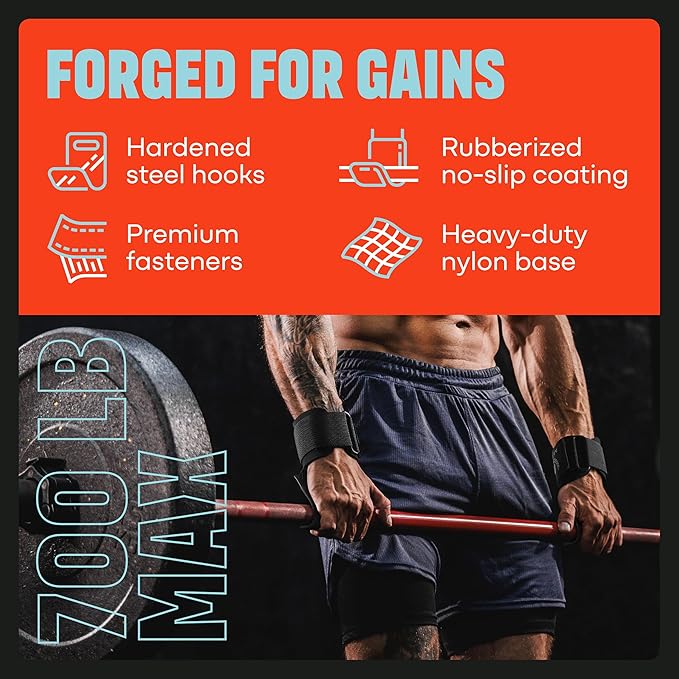 Mava Sports Heavy Duty Weightlifting Hand Grip Power Hooks with Wrist Straps for Pull-ups and Deadlifts Weight Lifting Hooks for Men and Women, Ideal for Power Weightlifting and Gym Workouts