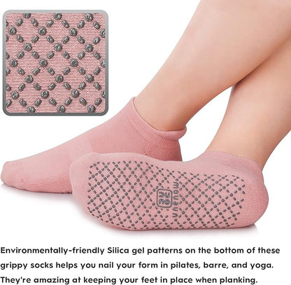 unenow Unisex Non Slip Grip Socks with Cushion for Yoga Pilates Barre Home & Hospital