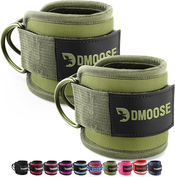 DMoose Fitness Ankle Straps for Cable Machines - One Size Fit with Premium Padding, Glute Kickback Ankle Strap for Women & Men, Cable Attachments for Gym, Booty Workouts, Leg Extension & Hip Abductors