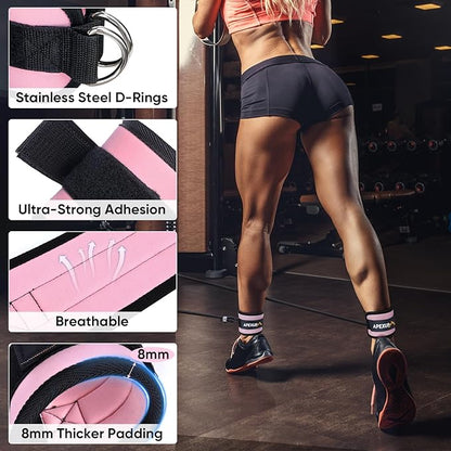 APEXUP Ankle Strap for Cable Machine, Ankle Resistance Bands, Cable Kick Back Straps for Gym, Glute Workouts, Leg Extensions, Adjustable Straps with Neoprene Padding