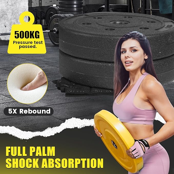Ventilated Weight Lifting Gloves, Thick Padded Gym Gloves with Full Palm Protection & Grip & Shock Absorption for Women & Men's Fitness Training