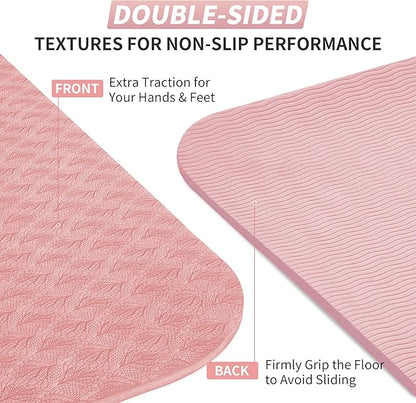 CAMBIVO Yoga Mat for Women Men Kids, 1/3 & 1/4 & 2/5 Inch Extra Thick Yoga Mat Non Slip, 72" x 24" TPE Yoga Mats, Workout Mat with Carrying Strap for Yoga, Pilates and Floor Exercises