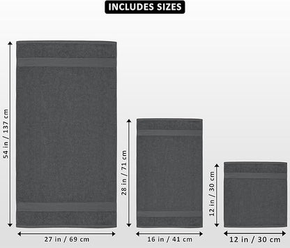 Utopia Towels 8 Piece Premium Towel Set, 2 Bath, 2 Hand, and 4 Wash Cloths, 600 GSM 100% Ring Spun Cotton, Highly Absorbent Towels for Bathroom, Gym, Hotel, and Spa, Grey