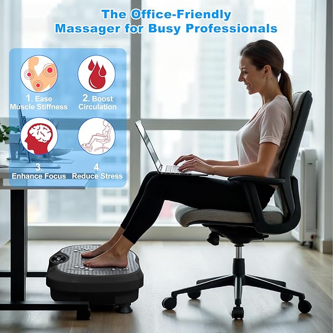 Vibration Plate Exercise Machine for Lymphatic Drainage, Whole Body Fitness Workout Equipment Stand Shake Board Sport Gym for Weight Loss Fat Burner for Women Men