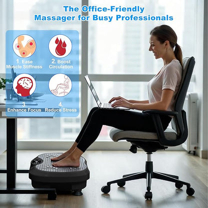 Vibration Plate Exercise Machine for Lymphatic Drainage, Whole Body Fitness Workout Equipment Stand Shake Board Sport Gym for Weight Loss Fat Burner for Women Men