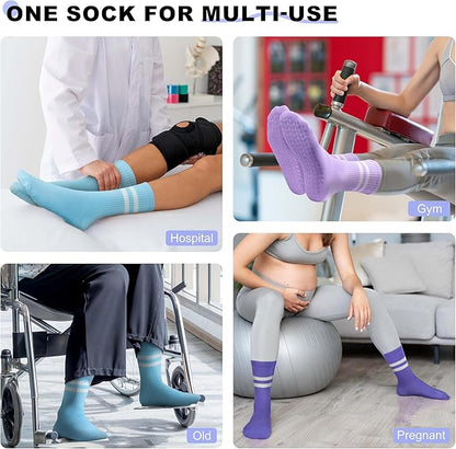 Pilates Socks with Grips for Yoga, Barefoot, Ballet, Barre, Hospital Non Slip Anti Skid Socks for Women and Men