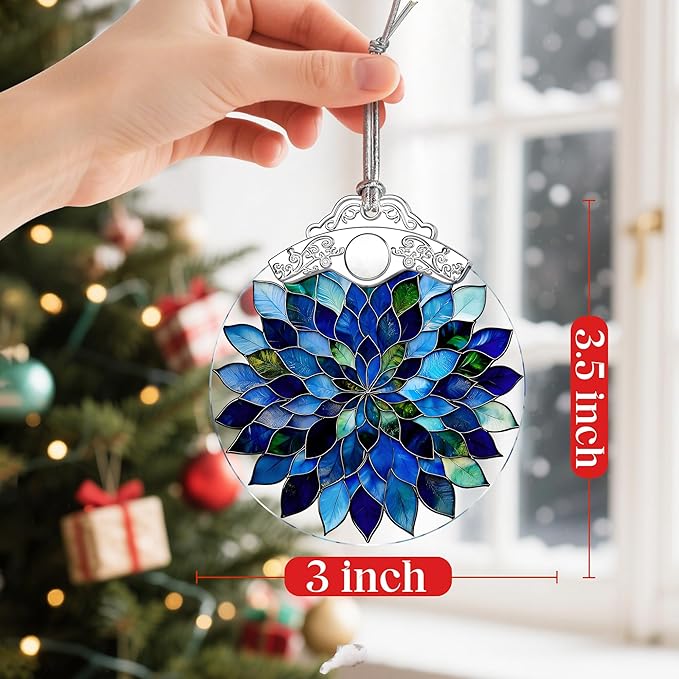 Blue Mandala Christmas Ornaments: Christmas Tree Ornaments, Holiday Decor for Nature Lover, Stocking Stuffers, Gift Ideas, Xmas Gifts & Gifts for Spiritual Seekers (Yoga/Meditation/Healing)