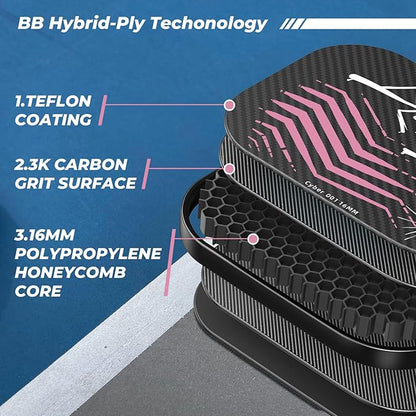 Pickleball Paddles,USAPA,Carbon Fiber Pickleball Paddle with 16MM Polymer Honeycomb Core Provides Lighter Weight&Higher Grit&Spin,Engineered for Professional Players,BlueBean