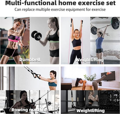 Resistance Band Set. Exercise Bands with Handles, Door Anchor and Ankle Strap. Home Gym, Supports Full-Body Workouts - with Training Guide and Fitness Video