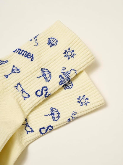 Crew Half Calf Grip Socks, Cutest Fruits Pilates Socks, Ruffle socks, Non-Slip, Barre Yoga Fitness