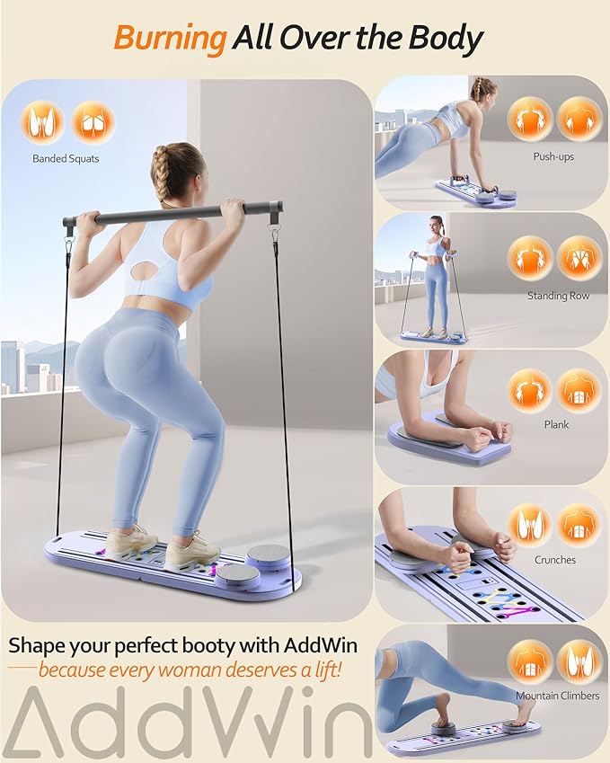 Pilates Board, Pilates Reformer, Home Pilates Equipment for Workout, 2025 Portable Pilates Reformer Board for Home Gym, Strength Training, Flexibility & Balance Improvement